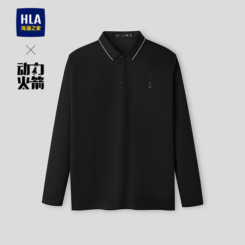 海澜之家时尚印花长袖POLO衫男