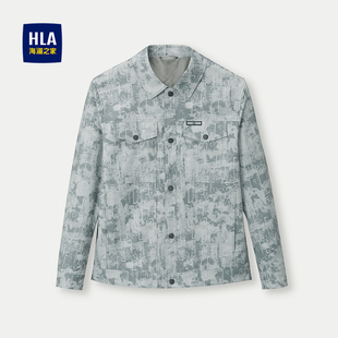 HLA 翻領(lǐng)休閑風(fēng)平整服帖外套男 海瀾之家滿身印花夾克25秋新經(jīng)典