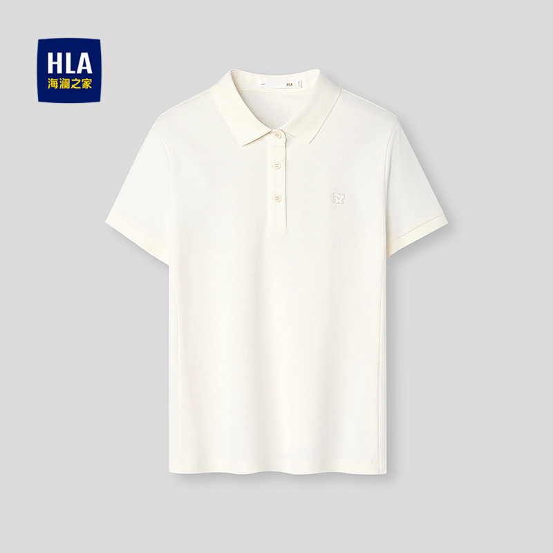 HLA/海澜之家短袖POLO衫2026春夏新款翻领微弹质感印花上衣女装,女装/女士精品,POLO衫,淘宝优惠券,粉丝福利购,淘宝优惠卷
