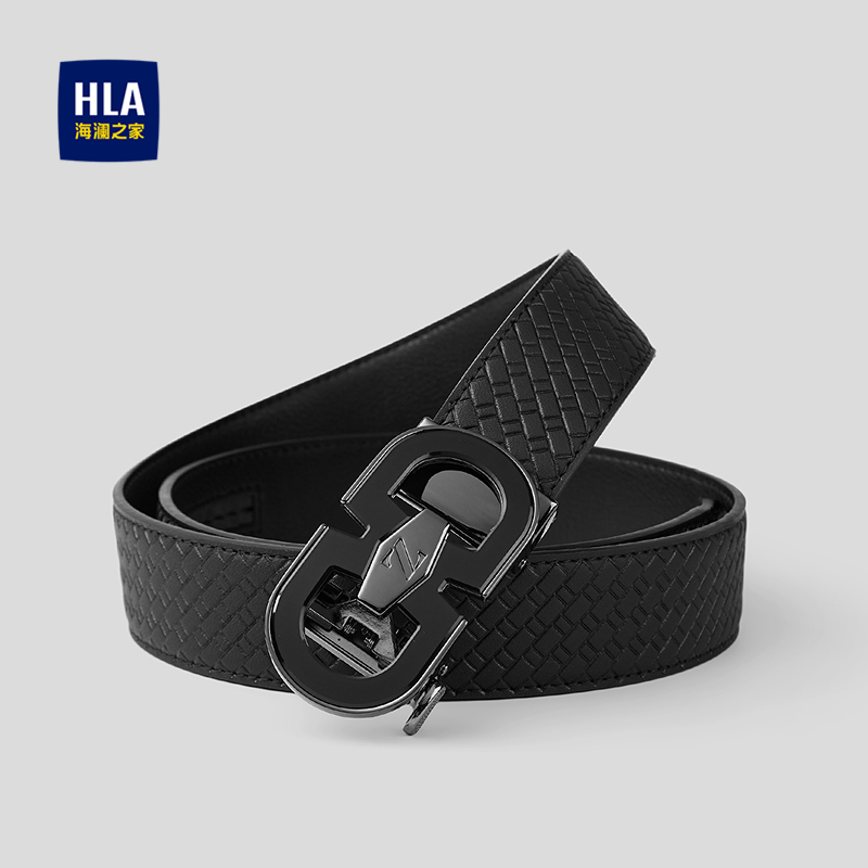 海澜之家商务自动扣压花工艺皮带