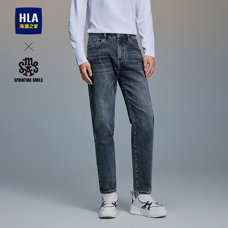 海澜之家宽松锥形五袋款牛仔裤男