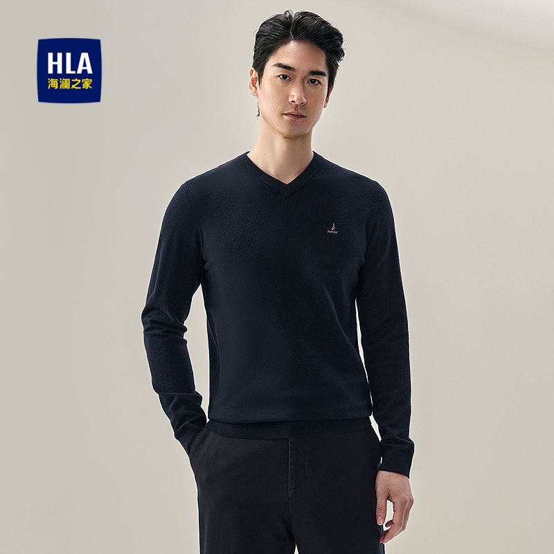 海澜之家V领套头修身长袖针织衫