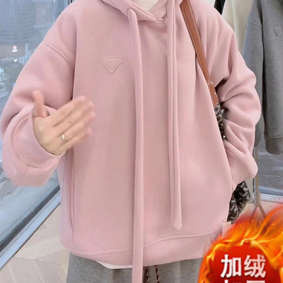 灰色连帽卫衣女款秋冬2025新款