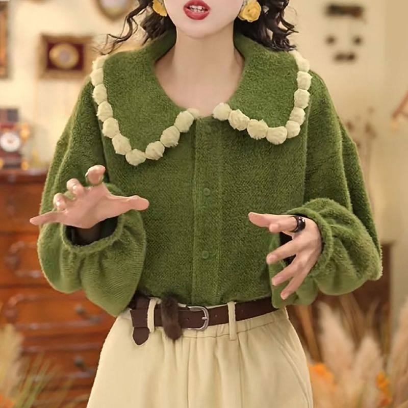 韩版翻领单排扣衬衫女2025冬季新款慵懒风宽松显瘦休闲减龄上衣潮,女装/女士精品,衬衫,淘宝优惠券,粉丝福利购,淘宝优惠卷