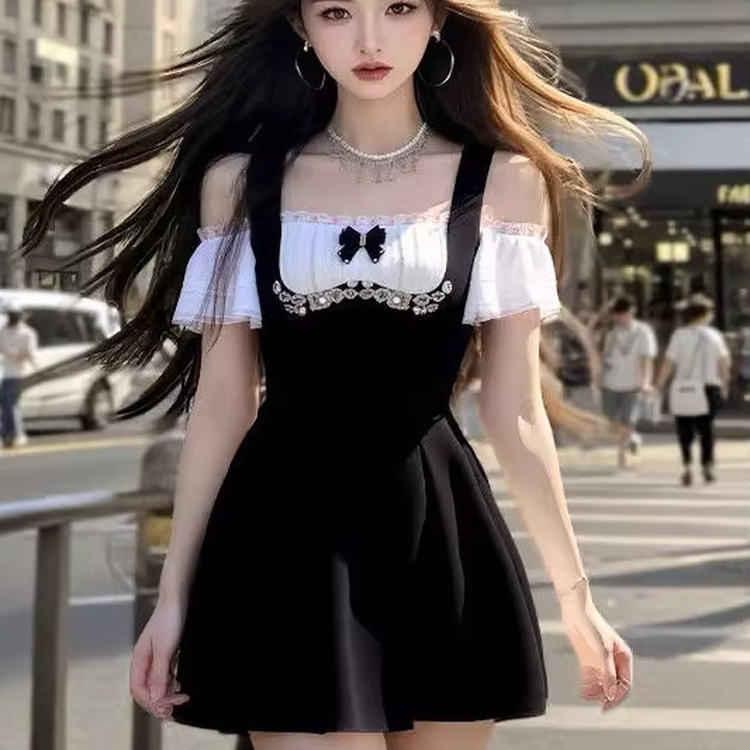 甜美小清新时尚小众设计感蝴蝶结连衣裙夏季新款2025法式温柔显瘦