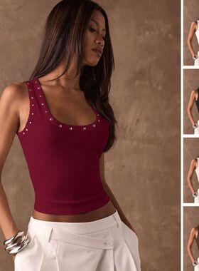Women sleeveless tank tops woman pure colort crop top 女背心