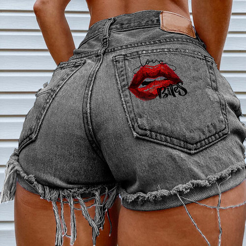 Women summer fashion printing jeans shorts 女士夏季牛仔短裤