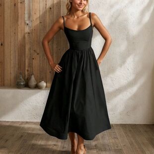 Women summer sexy strappy dress fashion long skirt 女连衣裙