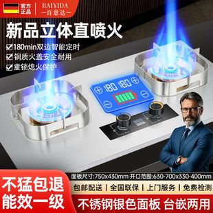 德国正品十八腔直喷猛火燃气灶双灶家用天然气液化气灶台嵌定时灶