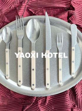 【中古做旧版】复古哑光西餐刀叉勺法式中古风餐具水果叉甜品勺子