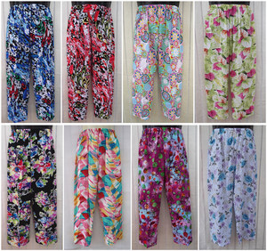 华美绵绸长裤人造棉棉绸阔腿裤绵绸裤子 大码休闲裤 女款睡裤包邮