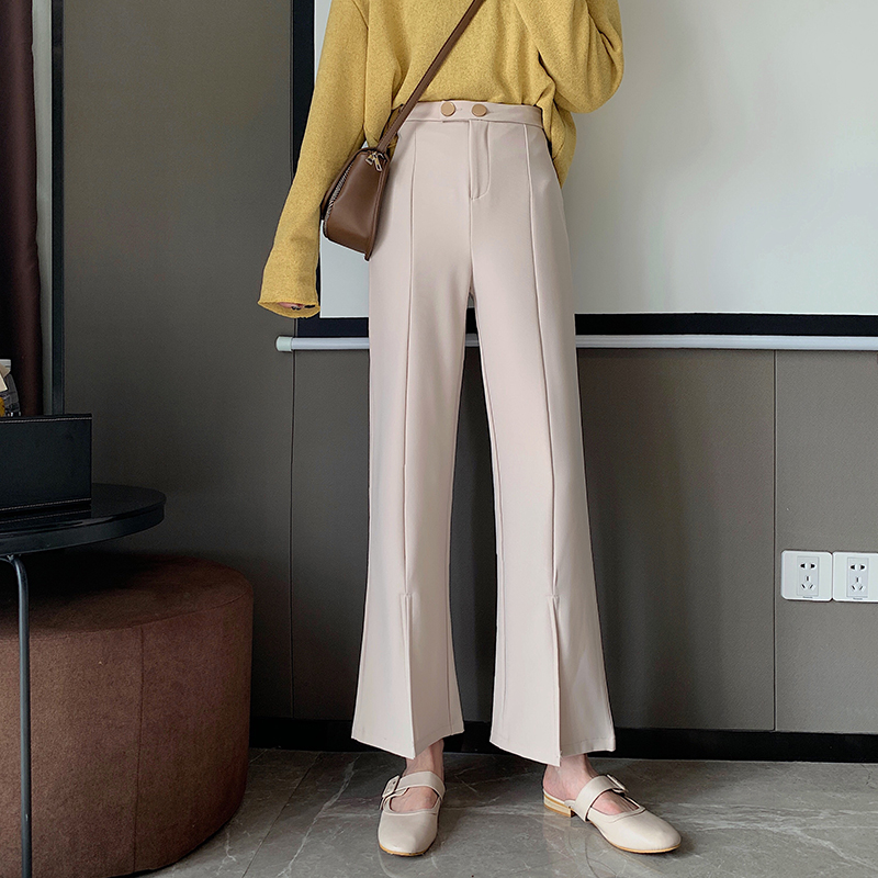 Real photo, real price, Korean version, versatile, thin, split, high waist, casual pants, Hong Kong flavor, flared pants