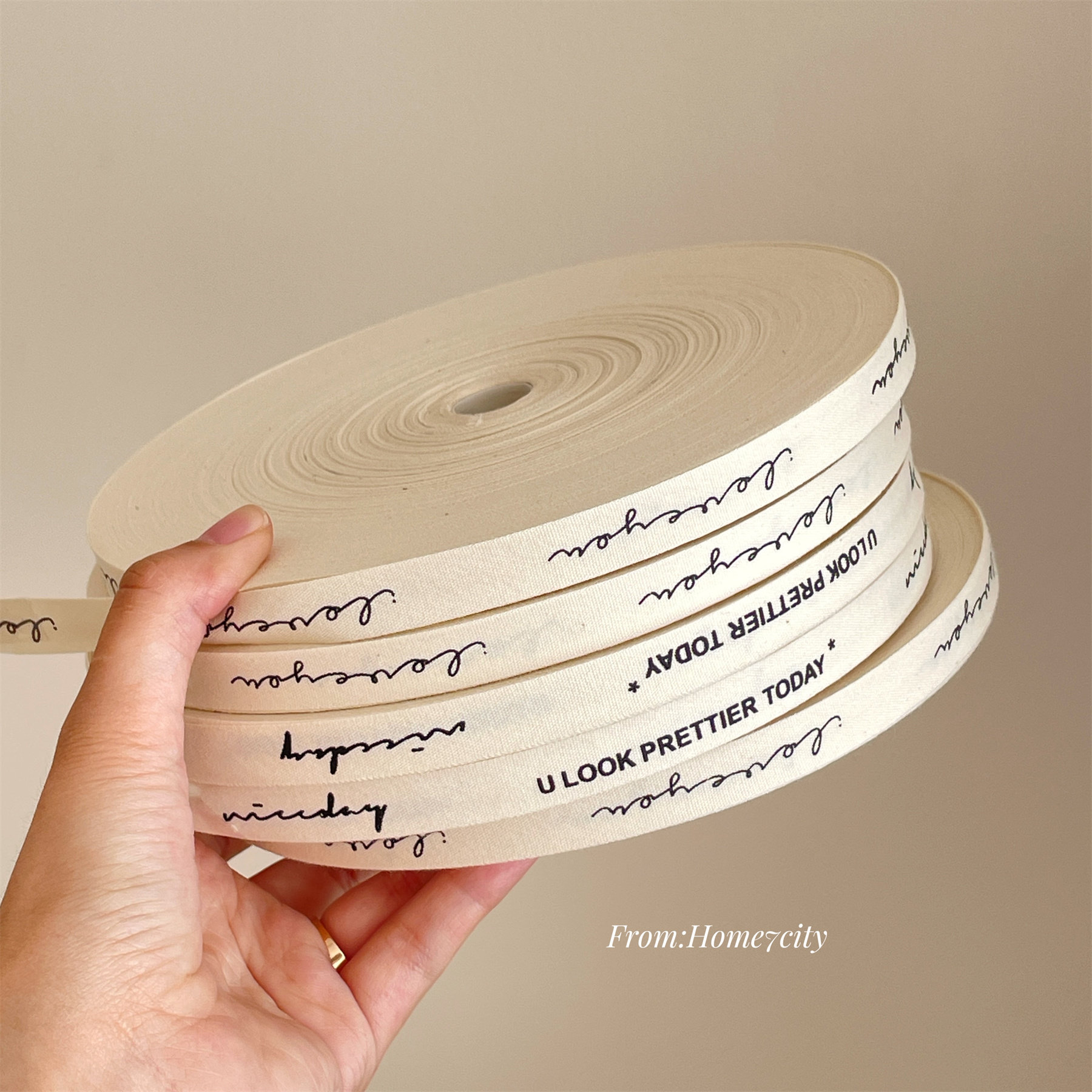 布艺线条英文丝带简约礼物包装