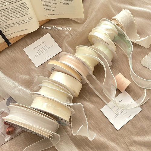 奶油米色系~礼物包装丝带花艺