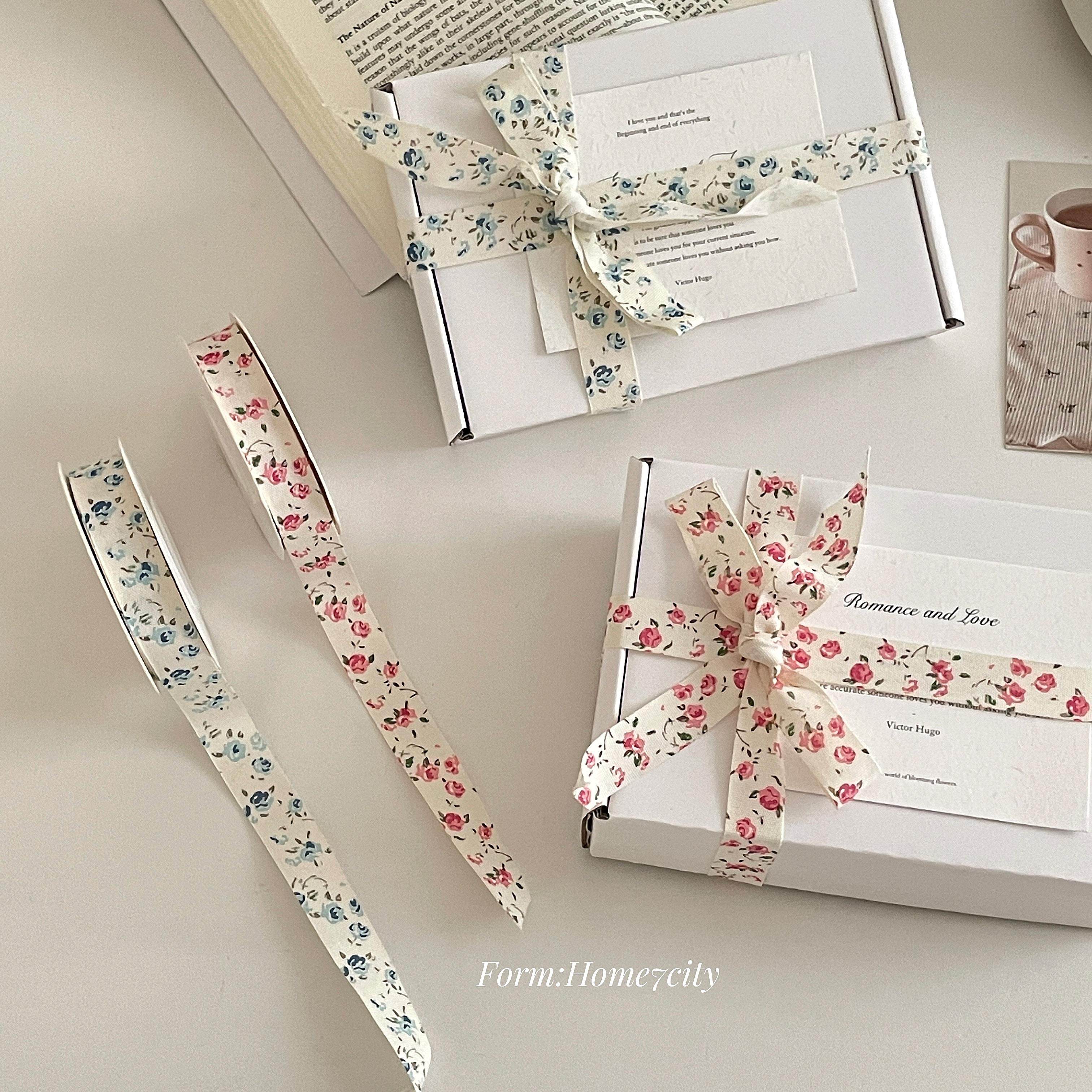 "小碎花礼物丝带"韩风温柔布艺丝带礼品蝴蝶结扎带花束绑带diy绳