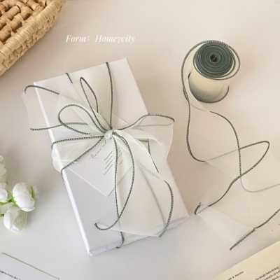 韩系温柔彩边鱼尾纱礼物包装丝带