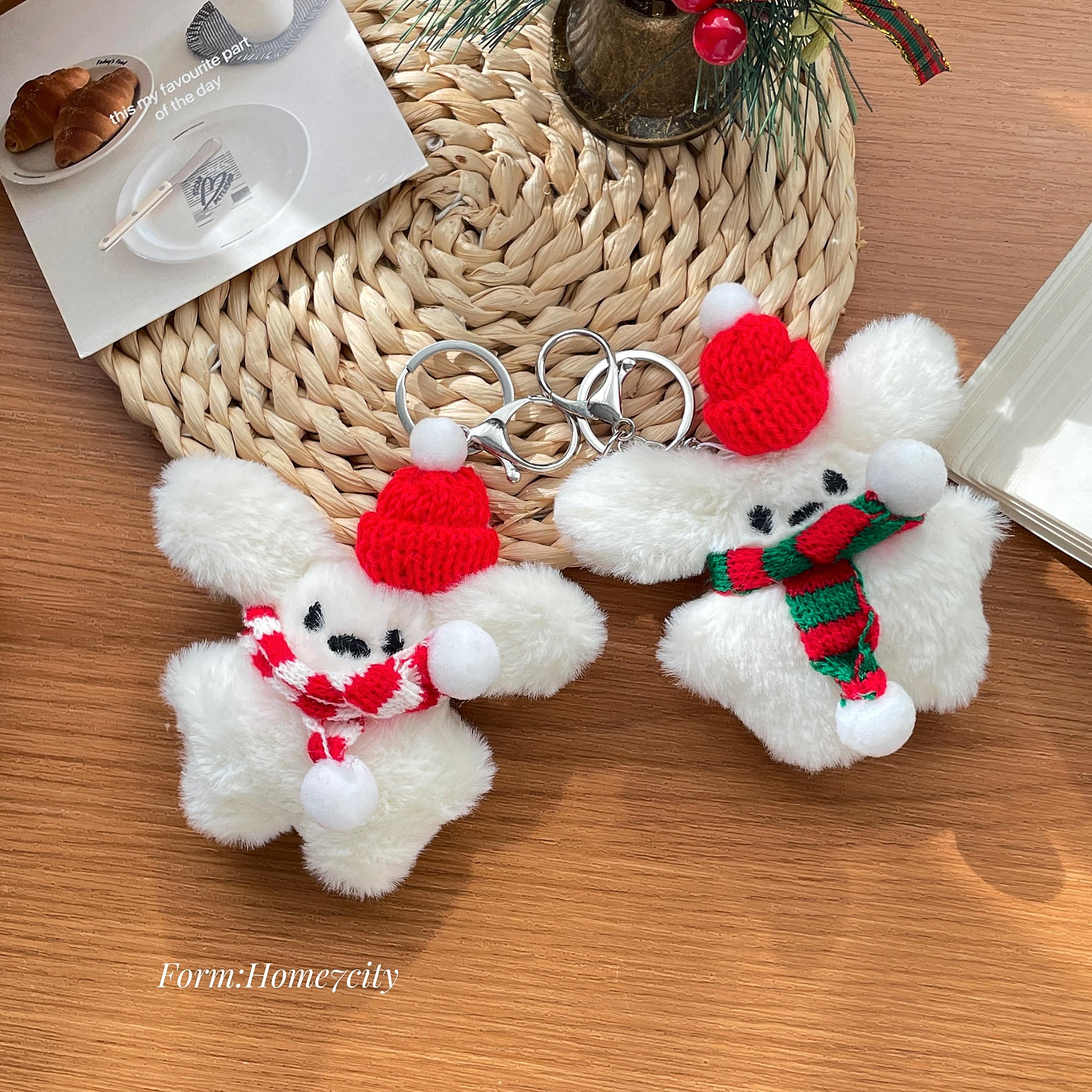 "会吱吱叫的圣诞小狗"可爱创意毛绒包包挂件节日小礼物公仔钥匙扣