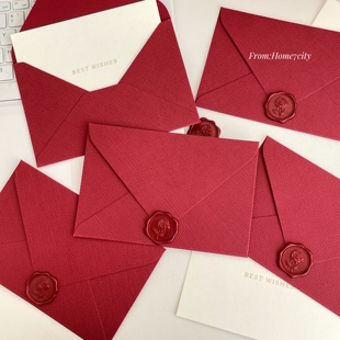 ins酒红色系礼品贺卡祝福语卡片婚礼请柬手写信高级感礼物卡喜庆