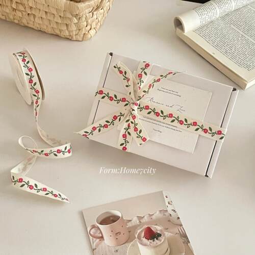 ins小红花布艺丝带礼物包装