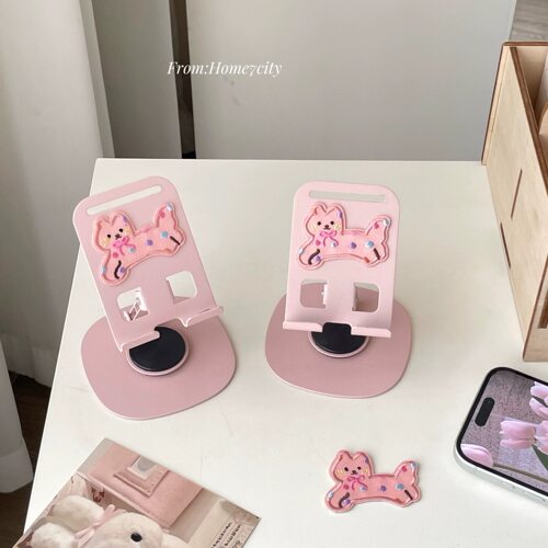 少女粉色金属手机支架高品质