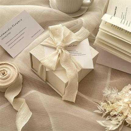 韩系窄版褶皱丝带礼物包装绳子肌理感布艺扎带鲜花绑带ins风唯美