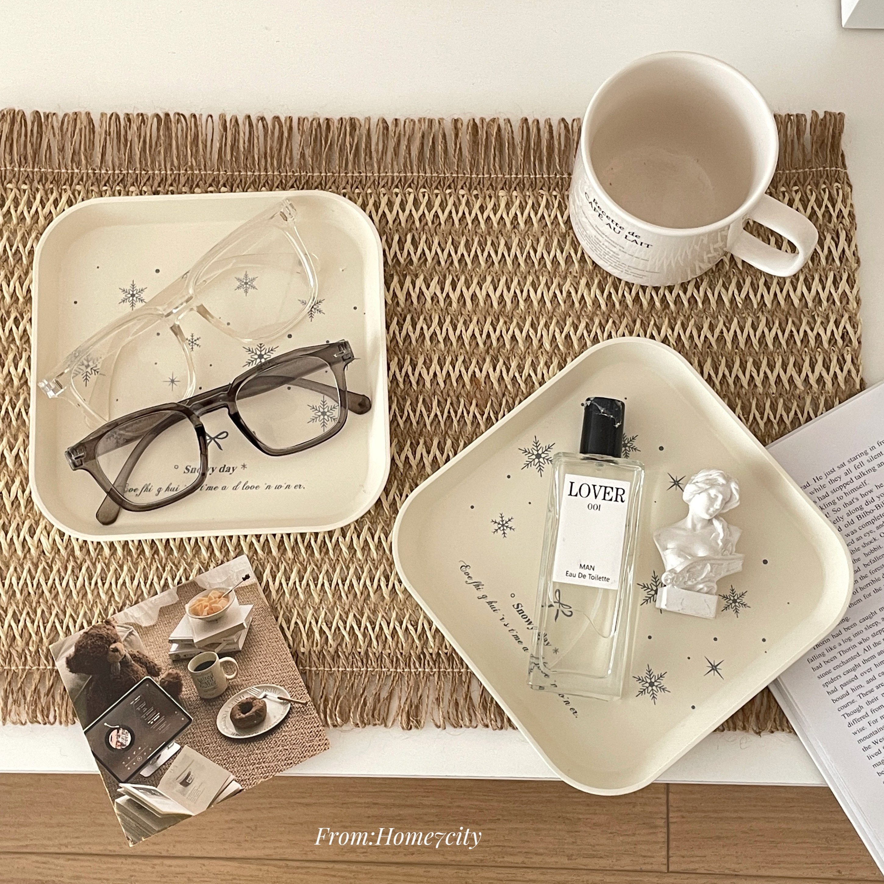 ins风奶油雪花托盘配饰首饰收纳盘桌面整理盒拍照道具学生宿舍,餐饮具,餐用托盘,淘宝优惠券,粉丝福利购,淘宝优惠卷