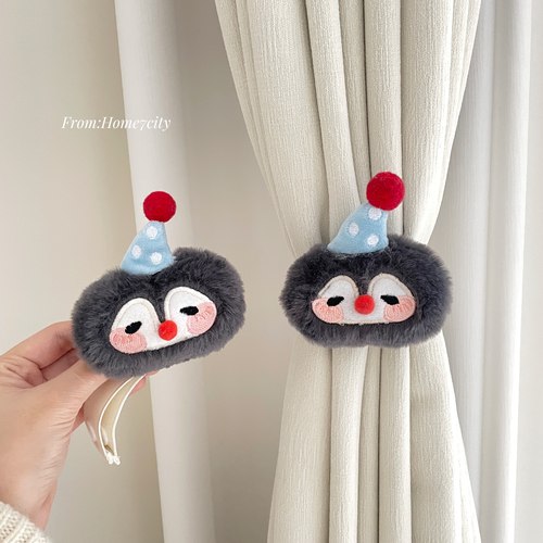 软萌企鹅窗帘绑带卧室客厅环扣绳