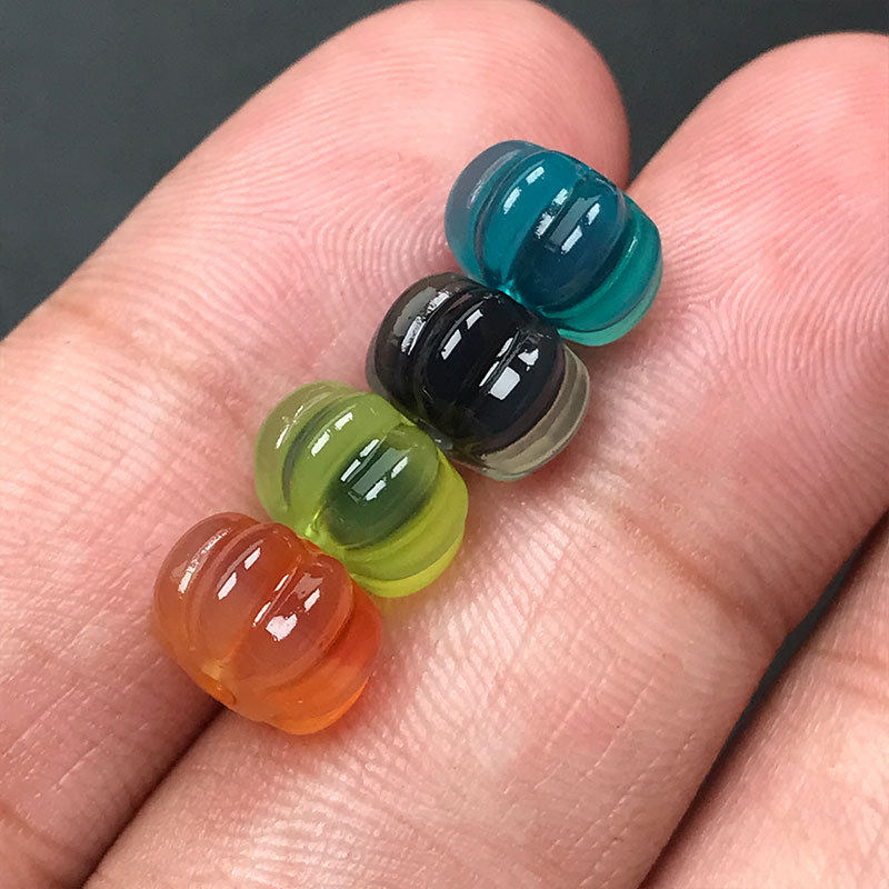 9MM红绿灯糖心玛瑙南瓜珠隔珠文玩核尖百香籽手串DIY饰配珠顶腰珠
