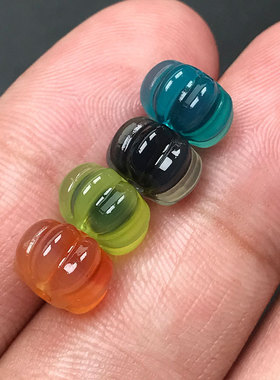 9MM红绿灯糖心玛瑙南瓜珠隔珠文玩核尖百香籽手串DIY饰配珠顶腰珠