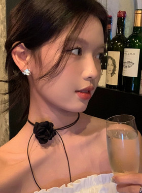 暗夜玫瑰系带choker颈链项链女