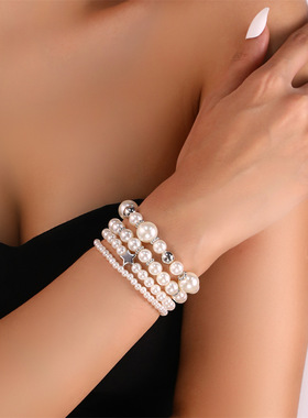 女生珍珠手链套装女爱心手链套装