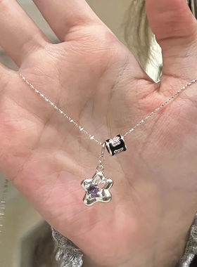 星星小蛮腰项链女粉色花朵毛衣链