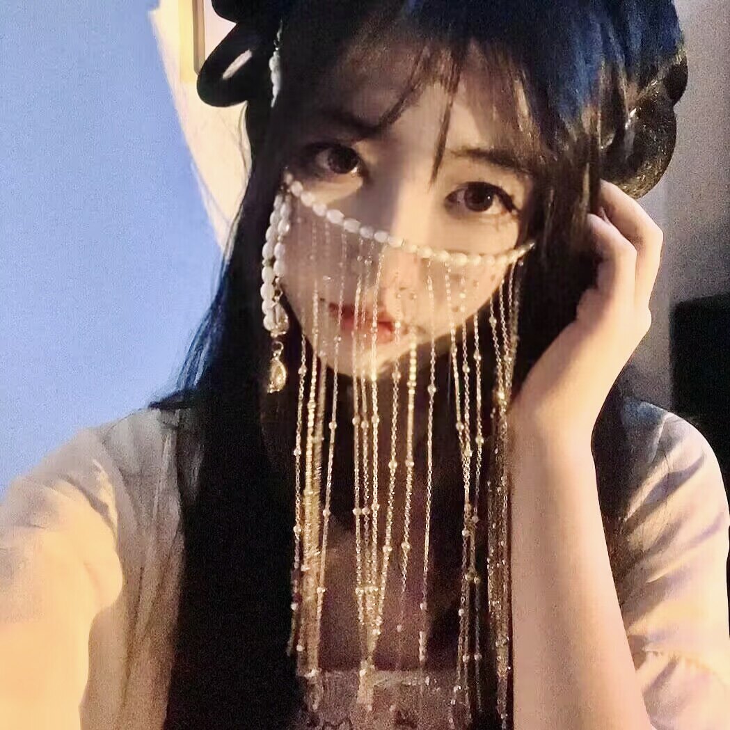 汉服面帘古风面纱流苏耳挂发饰