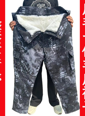 冬季高腰棉裤皮毛一体皮裤中老年人保暖加厚防寒羊毛裤真皮男女士