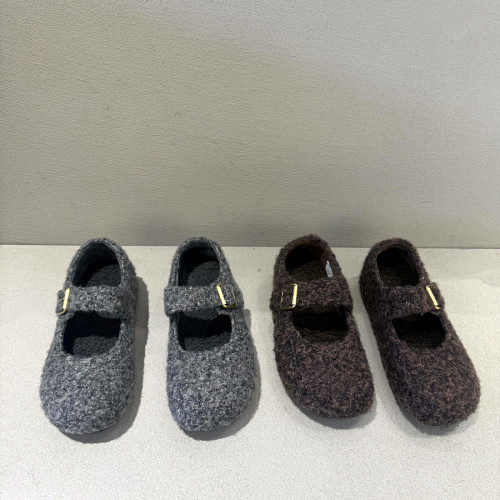 欧货羊毛保暖厚底浅口玛丽珍鞋女