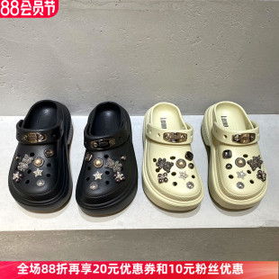 歐洲站樂魔包頭拖鞋 新款 歐貨厚底增高洞洞鞋 輕便半拖 女2025年夏季