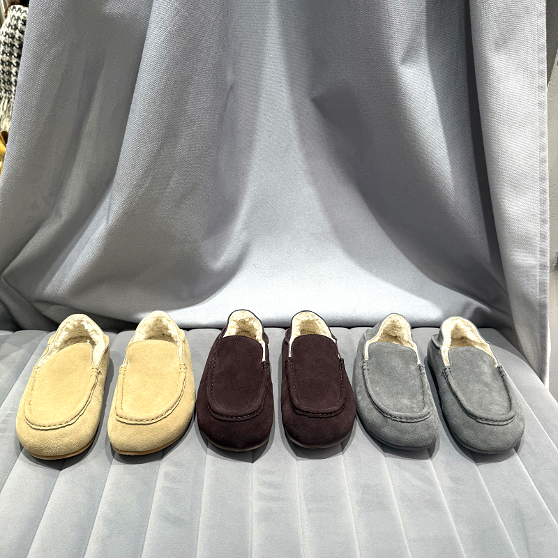 乐魔平底羊羔毛平底乐福鞋女