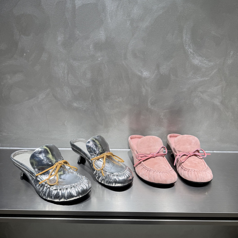 欧洲站真皮女鞋2026年春季新款欧货蝴蝶结包头半拖细跟高跟拖鞋