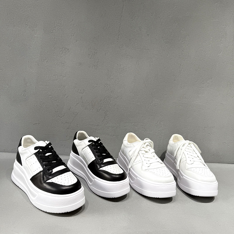 欧洲站真皮女鞋2026年春季新款欧货圆头厚底时尚休闲鞋黑白小白鞋,女鞋,时尚休闲鞋,淘宝优惠券,粉丝福利购,淘宝优惠卷