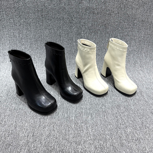 欧洲站超高跟短靴女2025年秋季 欧货真皮方头厚底防水台马丁靴 新款