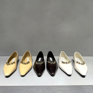 欧洲站真皮女鞋2026年早春新款欧货尖头浅口低跟平底一脚蹬单鞋