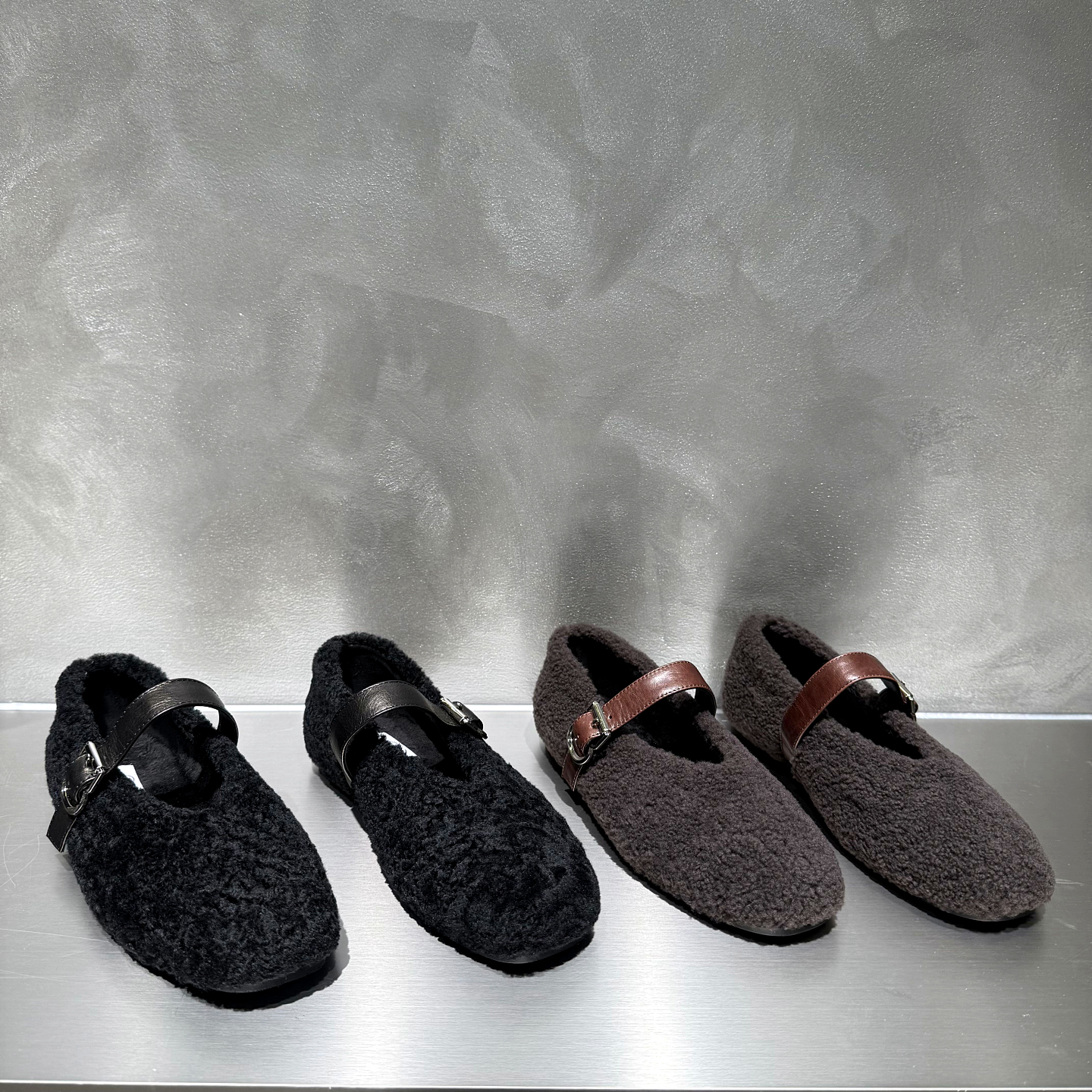 欧货羊羔毛平底浅口低帮豆豆鞋