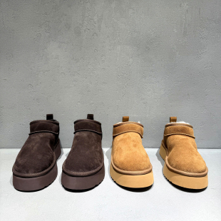 欧洲站羊毛加绒雪地靴女2025年冬季 欧货磨砂皮厚底短靴及踝靴 新款