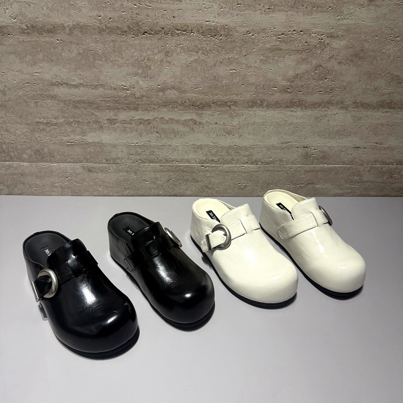 欧洲站女鞋2026早春新款欧货真皮英伦风皮带扣休闲半拖厚底包头拖