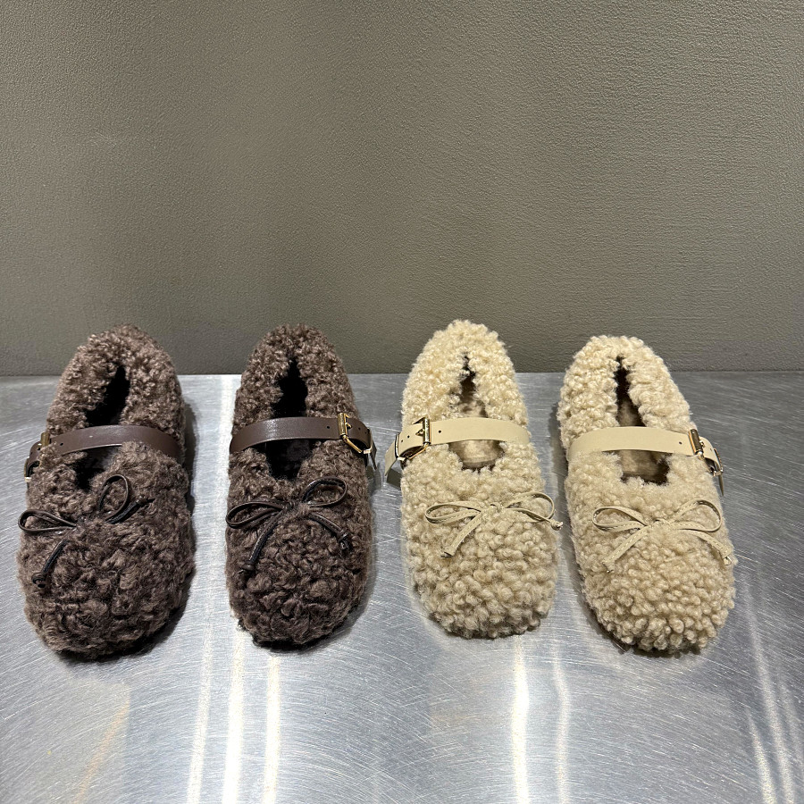 欧洲站平底玛丽珍鞋女加绒毛毛鞋