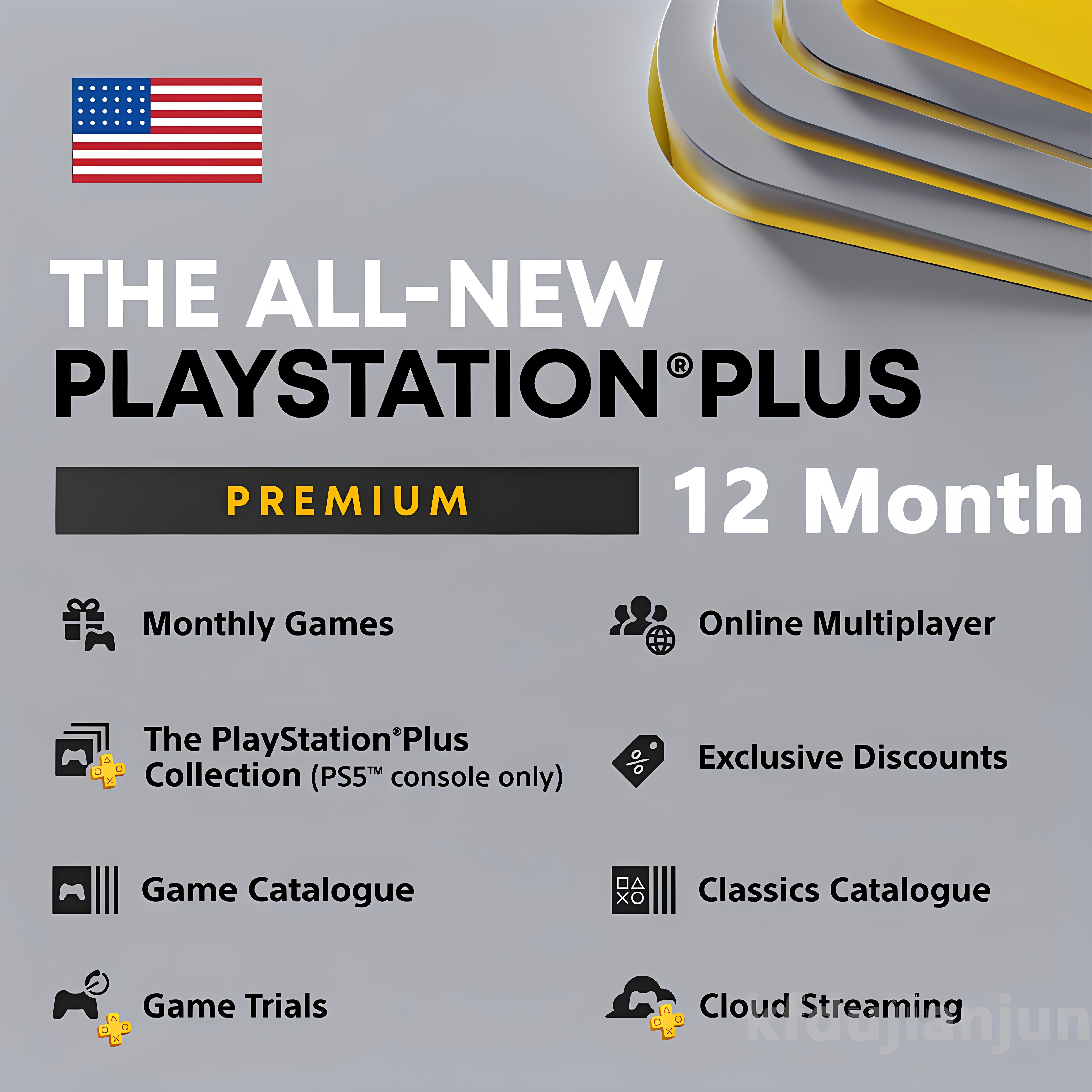 Sony PlayStation Plus Premium 12 Month Card 美服PS5会员年卡