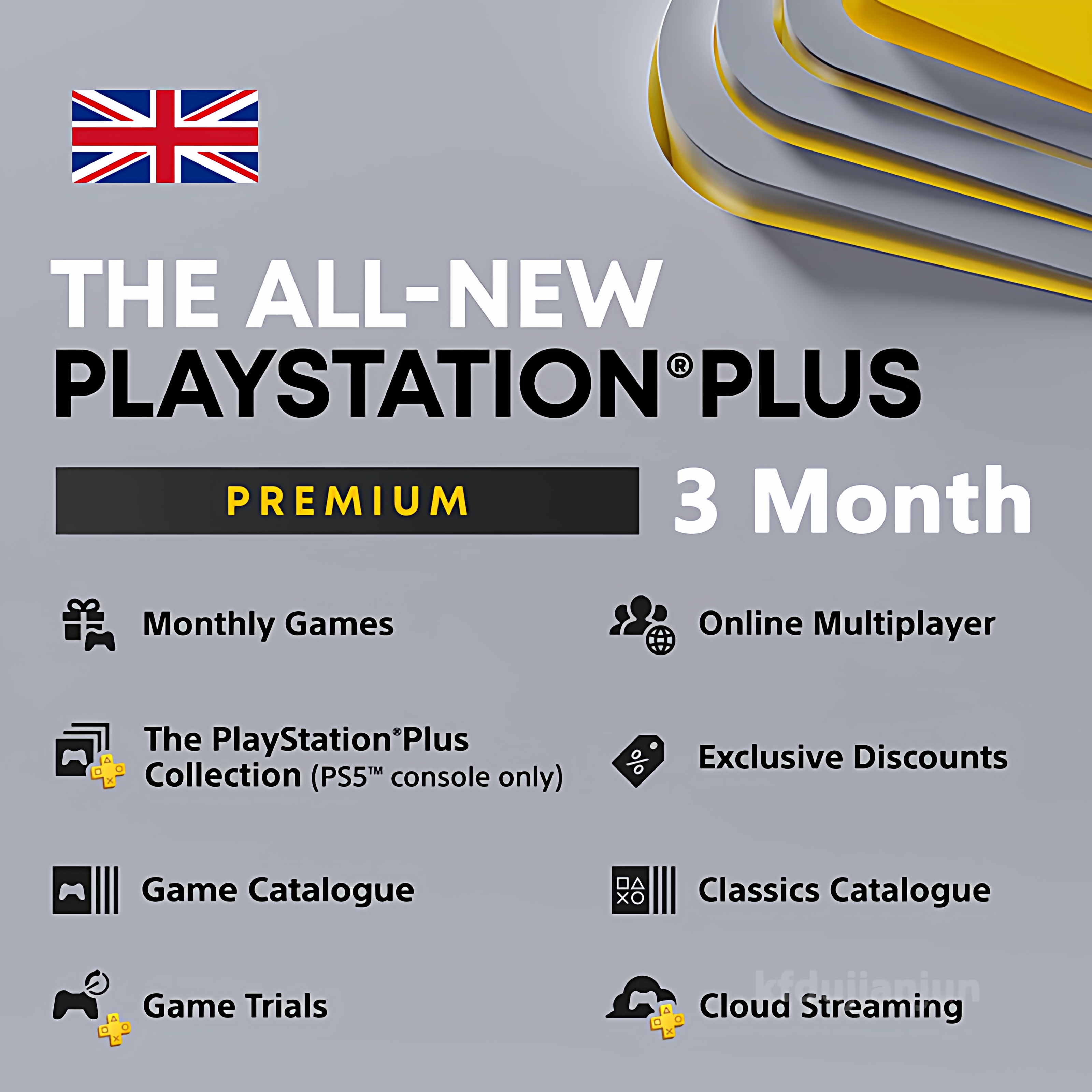 PlayStation Plus Premium UK PS5/PS4 英服PSN高级会员3个月季卡