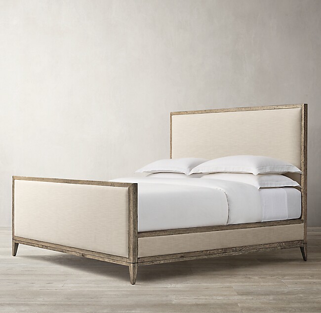 美国Rh家具双人床现代简约主卧实木床美式乡村复古布艺软包床家用