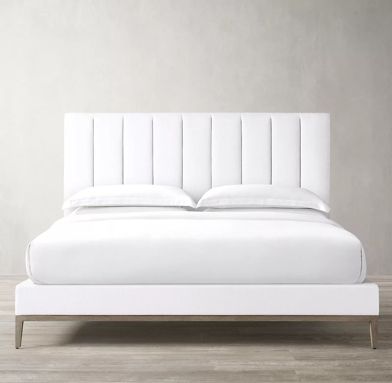 美国Rh家具美式现代简约头层牛皮软包床法式乡村复古布艺双人床