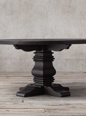 美国Rh家具法式乡村复古实木家用圆餐桌美式现代简约侘寂风桌子